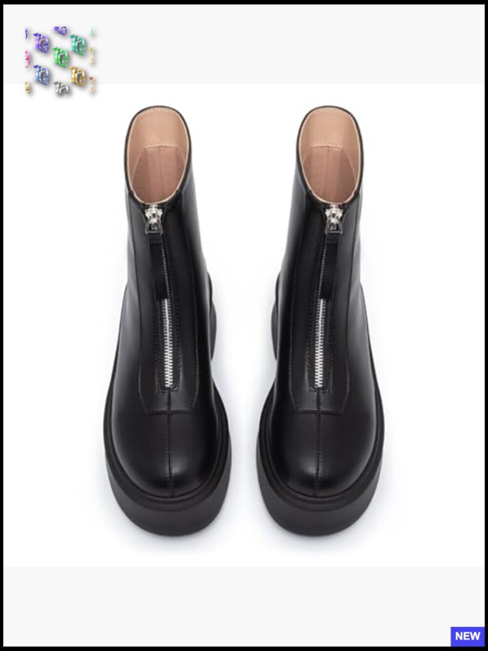 Chunky Platform Ankle Boots with Front Zipper Round Toe Comfortable Low Heel - Picture 4 of 7